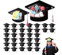 Graduation Cap Candy Cards, 2026 Graduation Candy Dome Greeting Card Gift with Tassel Chocolate Box for Friends, Students, Teachers & Party Favors (30)