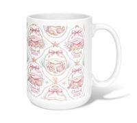 Graduation Cap Ceramic Coffee Mug, Celebratory Elegant Bow Shell Graduation Peach Novelty Hot Chocolate Mug with Handle Ideal for Friends Family Co-Worker Lovers Eldership Senior 15 Oz