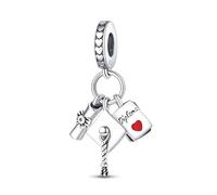 Graduation Cap Flower Love Heart Cat Dog Jesus Mary Charm Bead Pendant 925 Sterling Silver Compatible With Pandora Charm Moments Bracelet (Graduation Cap Diploma University Exam Pass I Love You)