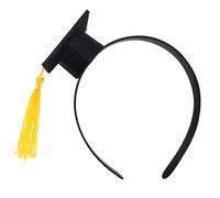 Graduation Cap Headband, Black Graduation Mortarboard Headband with Golden Tassel Grad Hat Cap Hair Hoop favor for 2025 Graduation Student Bachelor Head Dress Up Costume Party Supplies Decorations