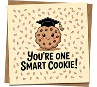 Graduation Card 145mm x 145mm - You're One Smart Cookie - Cute Congrats Greeting with Kraft Envelope, Funny Graduate Card for Him, Her, Kids, Teens, College or High School