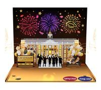Graduation Card, 3D Pop-up Music &Lights 2025 graduation Cards with Fireworks,Graduation Celebration School Architectural,Gifts for College,University Master's