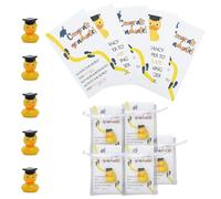 Graduation Card - 5PCS Graduation Card Set with Bachelor's Hat Duck and Organza Bag, Congratulations Cards, Well Done, Mini Ducks Decor with Bachelor Hat for Exams University Ceremony College Students