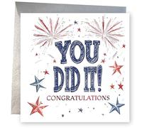 Graduation Card. Fireworks Design. Card with Envelope. 150x150mm when folded.