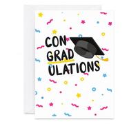 Graduation Card For Graduate Student - Uni University Congratulations Design - Congradulations Cap Greetings Card with Envelope - Blank Inside - Recyclable Made in the UK - 148 x 210mm A5 Size