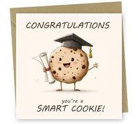 Graduation Card. Smart Cookie Design. Card with Kraft Envelope. 150x150mm when folded. Blank inside. Made in Britain.