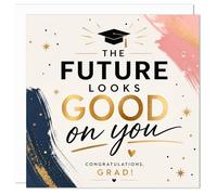 Graduation Card UK - Congratulations Graduation Card for Her, University & College Grad Card, Stylish Gold Modern Design, Blank Inside, Premium 150x150mm Made in Britain Card with Envelope