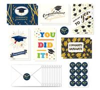 Graduation Cards,Congratulations Blank Cards With Envelopes & Stickers 12PCS,6 Designs Congrats Graduate YOU DID IT Greeting Cards For Thank You Graduation 2025 Congratulations Exchange Gift Supplies