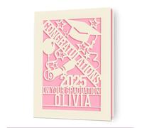 Graduation Cards Personalised Graduation Gifts for Her Him Custom Congratulations Card Paper Cut Congrats Grad Card for High School College Her Him Son Daughter Classmate (Pink)