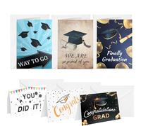 Graduation Cards Set of 6 - Congratulations on Your Graduation with 'Well Done' & 'Proud of You' Messages - Grad Gifts for Men & Women - 10x15cm Blank Inside Cards for Students, Friends, Family