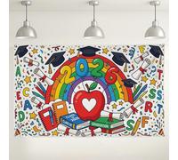 Graduation Celebration Backdrop, Colorful Rainbow Fun Party Decorations, Bright Fruits and Star Pattern for Indoor/Outdoor Photo Booth Supplies, 2026 Graduation Event 71x43 Inch