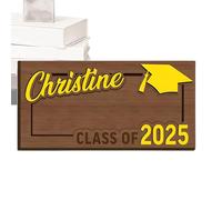 Graduation Ceremony Money Holder | Wooden Box for Congratulations Card and Money, Double Layer Organizer with Party Accessories - Ideal for Friends, Family, Teens and Adults, Yellow, Se référer au