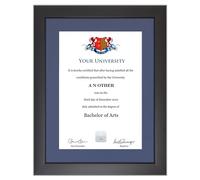 Graduation Certificate Frame - Sleek Modern Style with Glass Front, A4 Diploma and Document Display Holder (Navy)