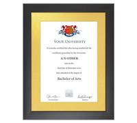 Graduation Certificate Frame - Sleek Modern Style with Glass Front, A4 Diploma and Document Display Holder (Gold)