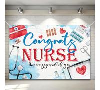 Graduation Congrats Nurse Banner, 4x6ft Nurse Grad Backdrop for Nursing RN BSN Party Decorations, Medical Graduation Banner Party Supplies