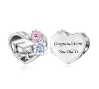 Graduation Congratulations You Did It University Exam School Diploma Love You Heart Bead Pendant 925 Sterling Silver Dangle Compatible With Pandora Moments Charm Bracelet