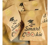Graduation Cookie Treat Bags,Graduation Treat Candy Gift Bags, One Smart Cookie Bag with Seal, Congrats Grad Kraft Paper Snack Bag for Graduations Party Decoration Supplies