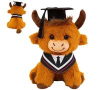Graduation Cow Plush - Plush PP Cotton 25cm | Graduation Cows Stuffed Animal | Graduations Cows Plussh With Graduations Hat And Belt | Highland Cow Plushs Toy For Class Of 2026 Grad Gift School Award