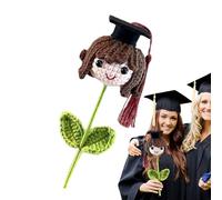 Graduation Crochet Bouquet - Crochet Flowers Graduation | Artificial Knitted Flowers Bouquet | Crocheted Yarn Floral Mother's Day | Handmade Ideal Giftt For Women Wife Lover, Doctoral Hat Boy
