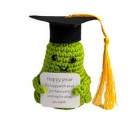 Graduation Crochet, Handmade Knitting Doll With Card, Crochet Frog Crochet Pear For College Graduates
