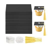 Graduation Cupcake Topper Decoration, 50 Stems, Versatile Paper Accessories, Mini Graduation Hat with Tassel, for School, Home, Class, Children, Family, Students