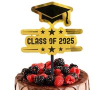 Graduation Cupcake Toppers - 2025 Graduation Cupcake Decorations Black And Gold | Decorative Acrylic Teeth Photo Props For School Class Home