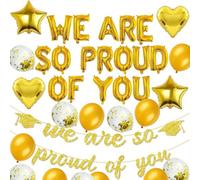 Graduation Decoration Set 2025 Gold Foil Balloons with Congrats Banner Letter Balloons Star and Heart Balloons Confetti Latex Balloons Perfect for High School University Graduation Party Photo Backdro