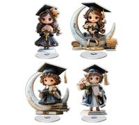 Graduation Decorations 2026-4 Piece 2d Flat Statue,360-Degree Rotating Class of 2026 Graduation Decor - for Men Women Girls Boys College Graduate Celebration