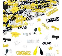 Graduation Decorations Confetti 2025,30g Gold Black Sprinkles Metallic Foil Congrats Grad Confetti 2025 Star Cap Diploma for Home College Senior High School Prom Party Table Scatters