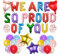Graduation Decorations Congratulations Party Balloons - We Are So Proud Of You Party Supplies Colorful Letter Foil and Latex Balloon, Well Done Decorations for College High School Grad Decor