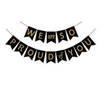 Graduation Decorations, We Are So Proud of You Banner, Well Done Banner -HSC Graduation Banner for University College Ceremonies Background School Home Party Bunting Black Gold