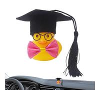 Graduation Ducks - Rubber Toy with Mini Hat And, Cute Dashboard Decoration, Cute Gathering Ornament | For Car Bedroom Party Celebration Gift Display