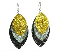 Graduation Earrings Graduation Cap Love Heart Letter Tassel Glitter Sparkle Leaf Star Earrings Yellow Black Last Day of School Teacher Students Graduation Jewelry Gifts, Leather, No Gemstone