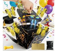 Graduation Explosion Gift Box, 2026 New Flying Butterfly Exploding Surprise Box with 8 Pcs Flying Butterflies, Creative DIY Pop Up Presents Boxes Kit for 2026 Graduate Party Decorations (Black)