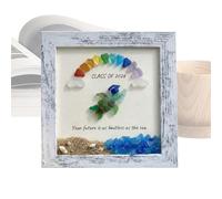 Graduation Gift 2026 | Sea Glass Desk Decor - Frame for Office | for Friends Comrades Owners Living Room Bedroom Beach House