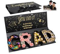 Graduation Gift Box 2026,GRAD Letter Shaped Fillable Cardboard Box for Graduation Gifts, Snacks, Flowers & More,Includes Ribbon and Raffia,DIY Graduation Gift Ideas Boxes