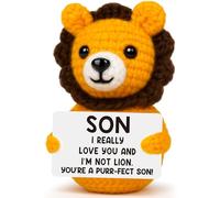 Graduation Gift for Son Fathers Day, Son Birthday Gifts from Mom Dad, Son in Law Gifts, Handmade Crochet Animal Lion, Cool Graduation Gift for Teen Boy Presents for Stepson Bonusson