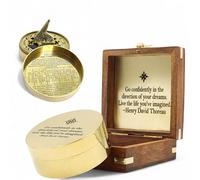 Graduation Gift, Sundial Compass with Engraved Quote by Henry David Thoreau -“Go Confidently in the Direction of Your Dreams”- Wooden Keepsake Box Included