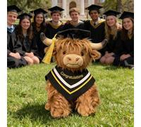 Graduation Gifts 2026 Cow Plush, Adjustable 2026 Academic Graduation Hat Reusable, Soft Keepsake with Cap & Gown for High School University College Graduations Party Supplies (Yellow)