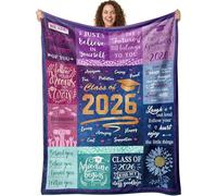 Graduation Gifts Blanket, 130x150cm Class of 2026 Graduate, Inspirational Quotes Print Throw Blanket, Congratulations Gifts for Graduates Daughter Son Friend Classmate (Blue)