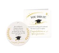 Graduation Gifts - Class of 2026 Ceramic Card Hanging Ornament, Graduation Card Keepsake with Box - Elegant Graduation Presents, High School PhD Grad Gifts for Friends Son Daughter
