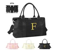 Graduation Gifts for Girls Birthday Gift for Daughter, Initial Travel Duffel Bag Personalized Letter Overnight Weekender Bag, Black, letter-F