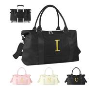 Graduation Gifts for Girls Birthday Gift for Daughter, Initial Travel Duffel Bag Personalized Letter Overnight Weekender Bag, Black, letter-I