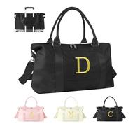 Graduation Gifts for Girls Birthday Gift for Daughter, Initial Travel Duffel Bag Personalized Letter Overnight Weekender Bag, Black, letter-D