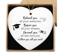Graduation Gifts for Her Him Hanging Ornament Middle High School College Masters Degree Graduation Gifts for Women Men Class of 2026 Decorations Christmas Tree Ceramic Heart Keepsake