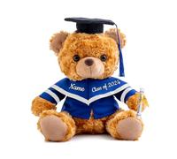 Graduation Gifts for Her Personalised Teddy Bear with Text, Stuffed Bear Personalised Gifts as Cool Graduation Gifts for Him 2024 High School/ College/ Masters Degree Graduation Gifts (8-IN-Text)