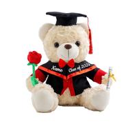 Graduation Gifts for Her Personalised Teddy Bear with Text, Stuffed Bear with Rose & Bow as Personalised Gifts as Cool Graduation Gifts for Him 2024 High School/ College Graduation Gifts (8-IN-Text)