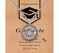 Graduation Gifts for Him 2024, Compass Necklace for Men and Boys, Graduation Gifts for Boys University Graduation Gifts for Men, Son, Grandson, Friends, Classmates, Students, Sterling Silver, Cubic