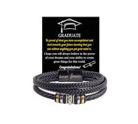 Graduation Gifts For Him, To My Son Bracelet From Mom Love You Forever Linked Together Leather Cuff College Graduate Gift Jewelry, M, Alloy Steel Leather, no gemstone