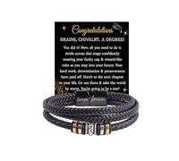 Graduation Gifts For Him, To My Son Bracelet From Mom Love You Forever Linked Together Leather Cuff College Graduate Gift Jewelry, M, Alloy Steel Leather, no gemstone